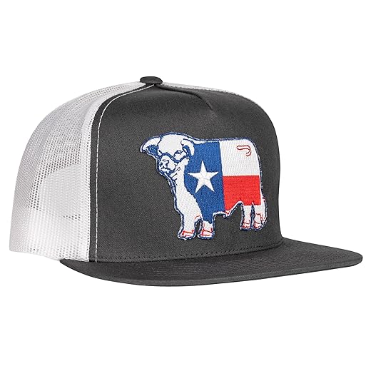 Boné de caminhoneiro Lazy J Ranch Texas Bull clássico com cinco painéis - boné country unissex ajustável, boné vintage