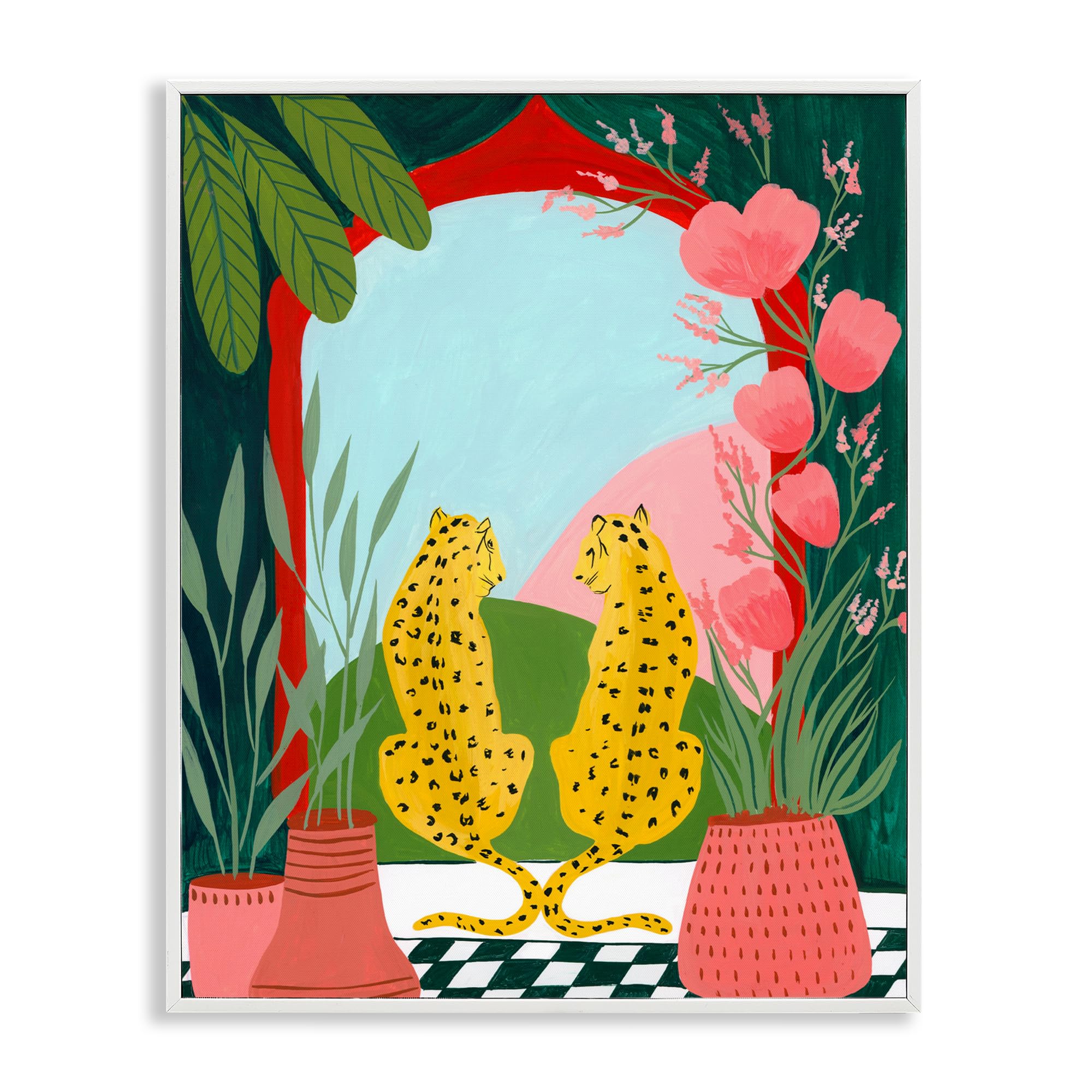 'Twin Leopard & Plants'| Framed Giclee Art