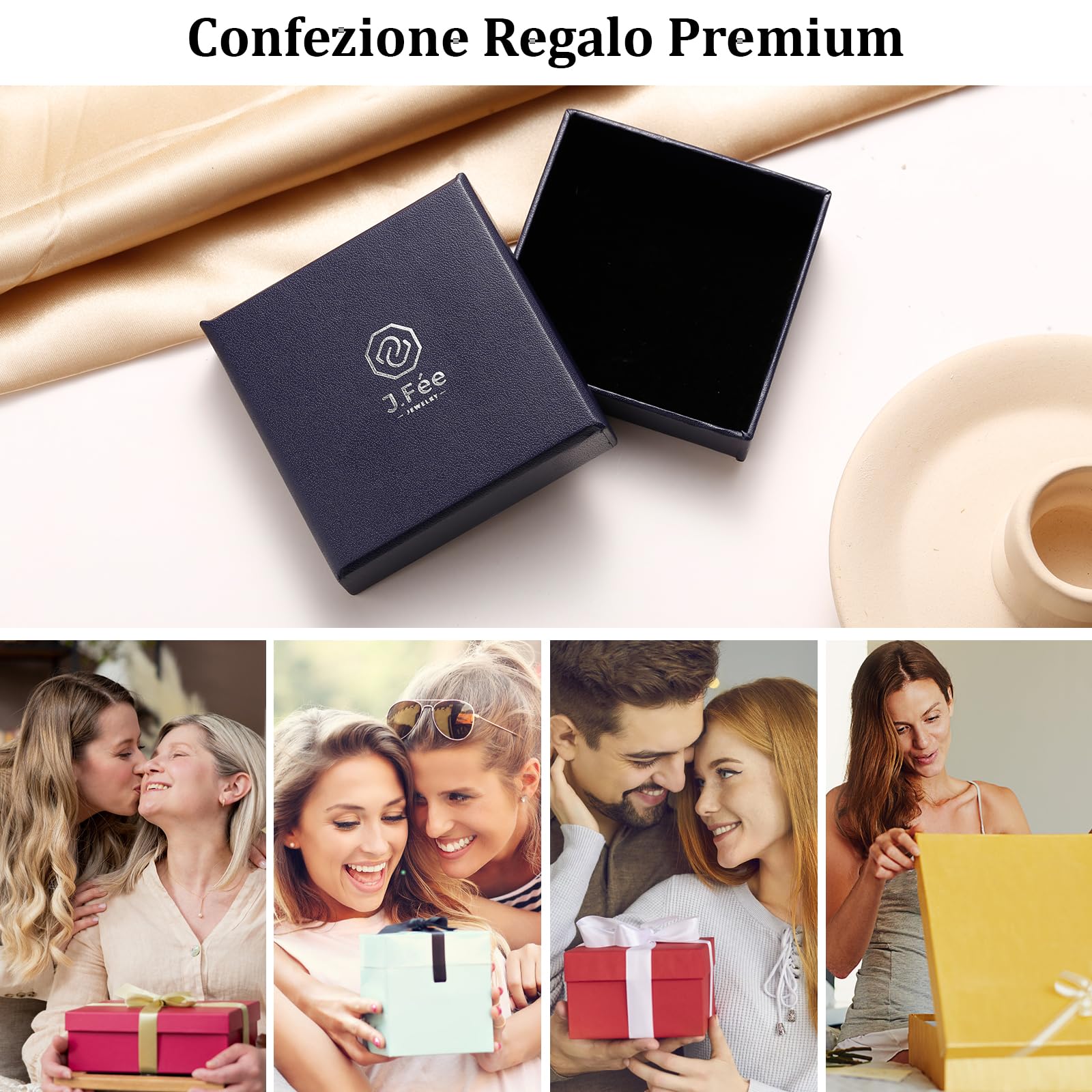 J.Fée Regalo per Lei Regalo Donna, Bracciale Tennis Bracciale Donna Argento 925 con 5A Sparkle Zircone Bracciali Argento Regali per Mamma Amica Lei