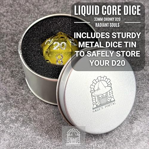 Miniatura 6 de Sage's Portal Souls Liquid Core D20 Chonky - Dados DND de resina de borde afilado de 1.299 in para Dungeons and Dragons RPG de mesa TTRPG (Radiant