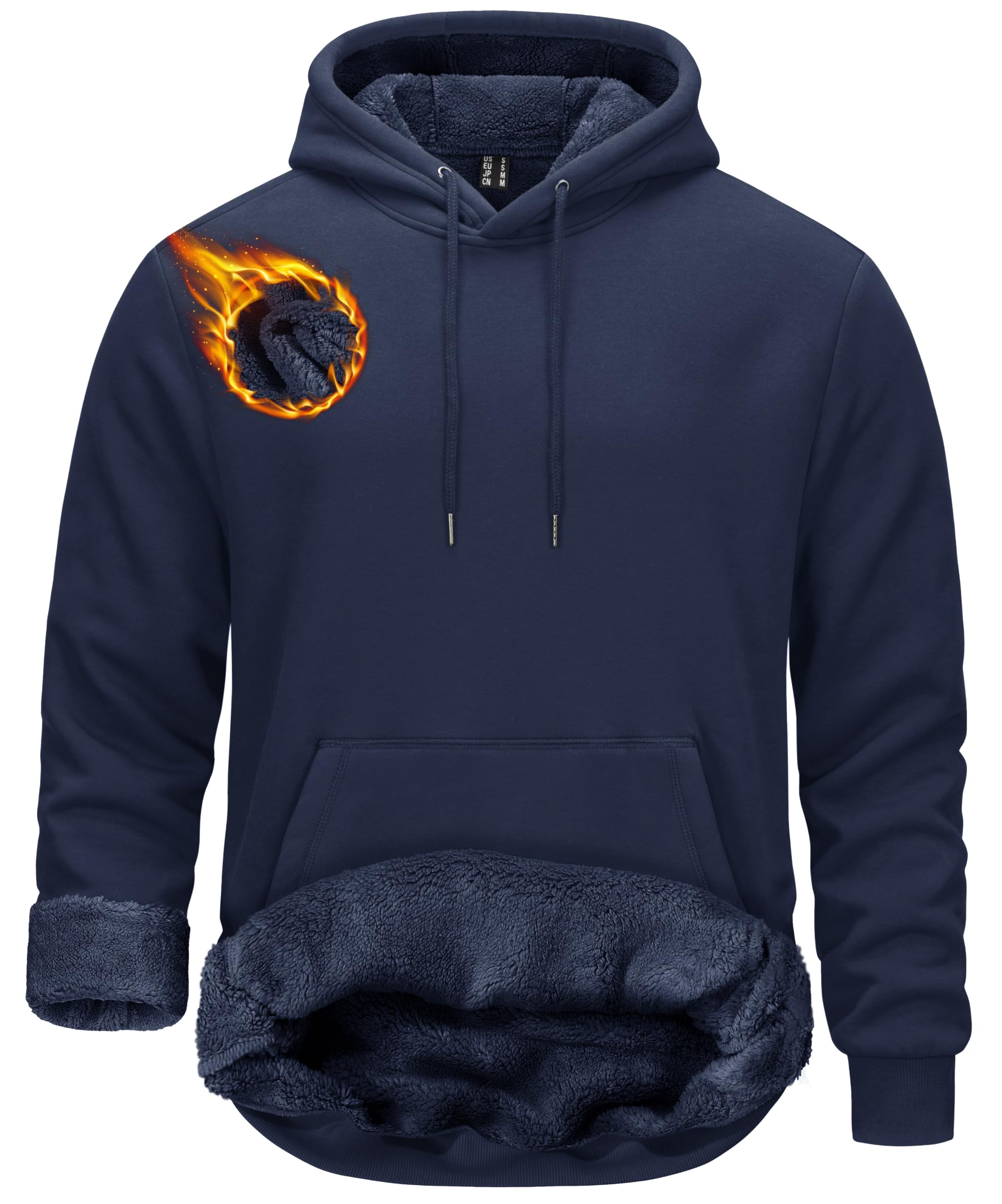 Men's Sherpa Lined Hoodies Winter Warm Fleece Hooded Sweatshirts
