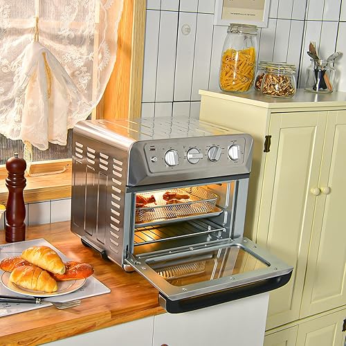 Miniatura 9 de MEDIMALL Horno tostador con freidora de aire de 21.5 cuartos de galón, combo de horno freidora de aire 7 en 1 con temporizador, apagado automático,