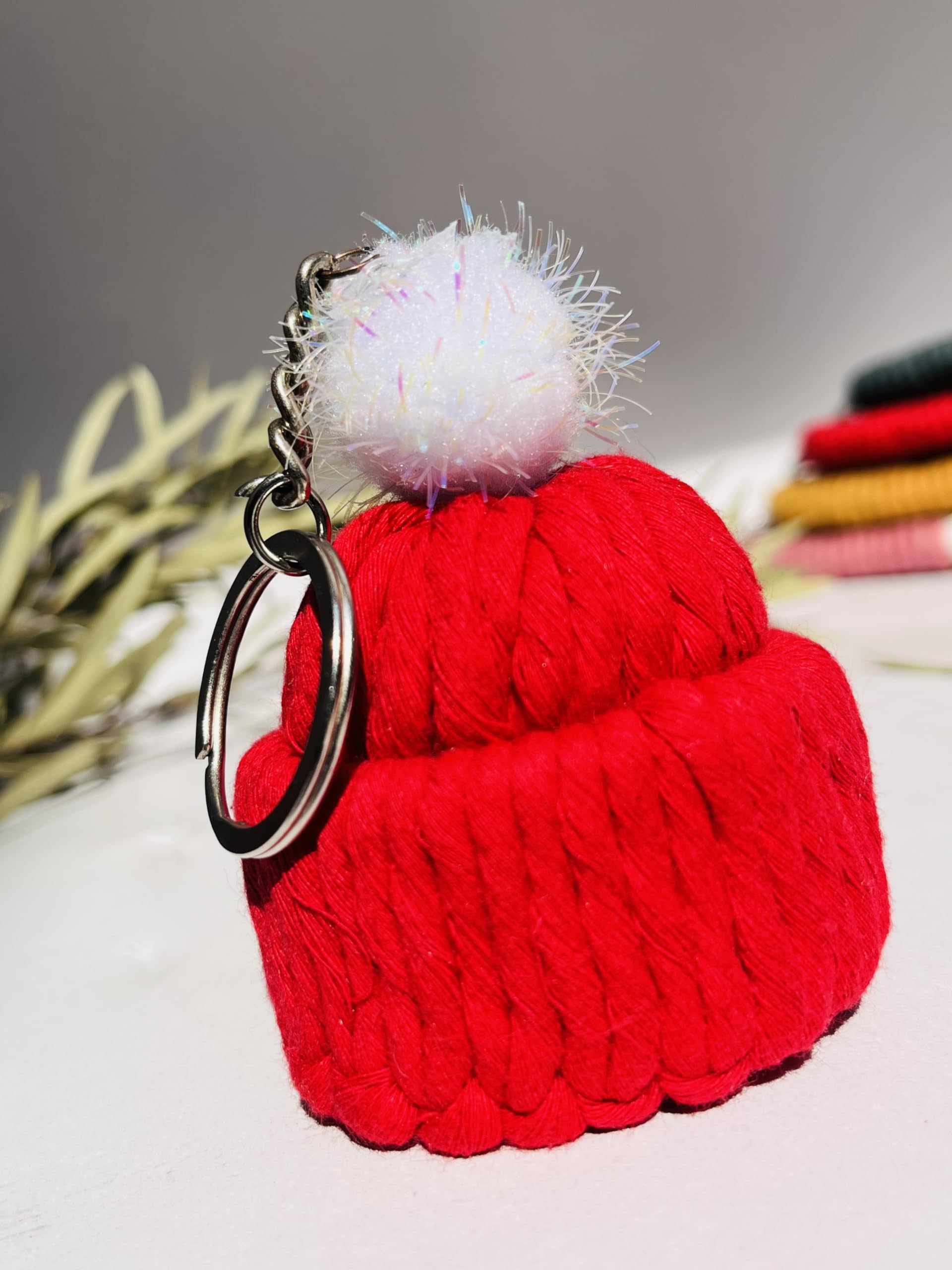 Anam Small Macrame Keychain Woven Bag Charm with Tassels Bohemian Handmade Accessories for Car Key Purse (Size : L4 W3 D1 CM)-image-4