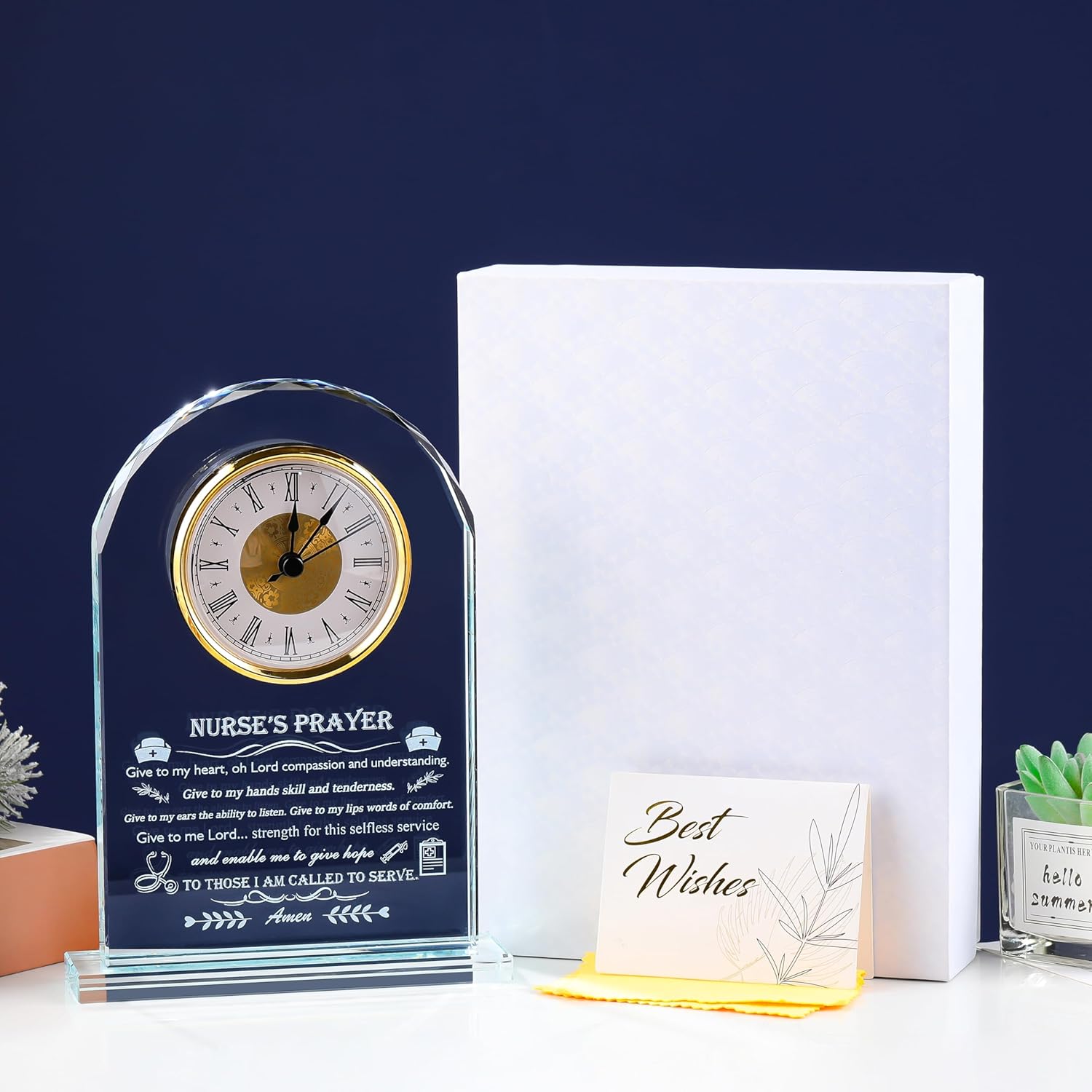 Nurse Appreciation Gifts For Women - Best Nurse Gift Crystal Clock For Nurse Home Office Decor Thank You Graduation Retirement Presents On Birthday Nurse Doctor Day Christmas
