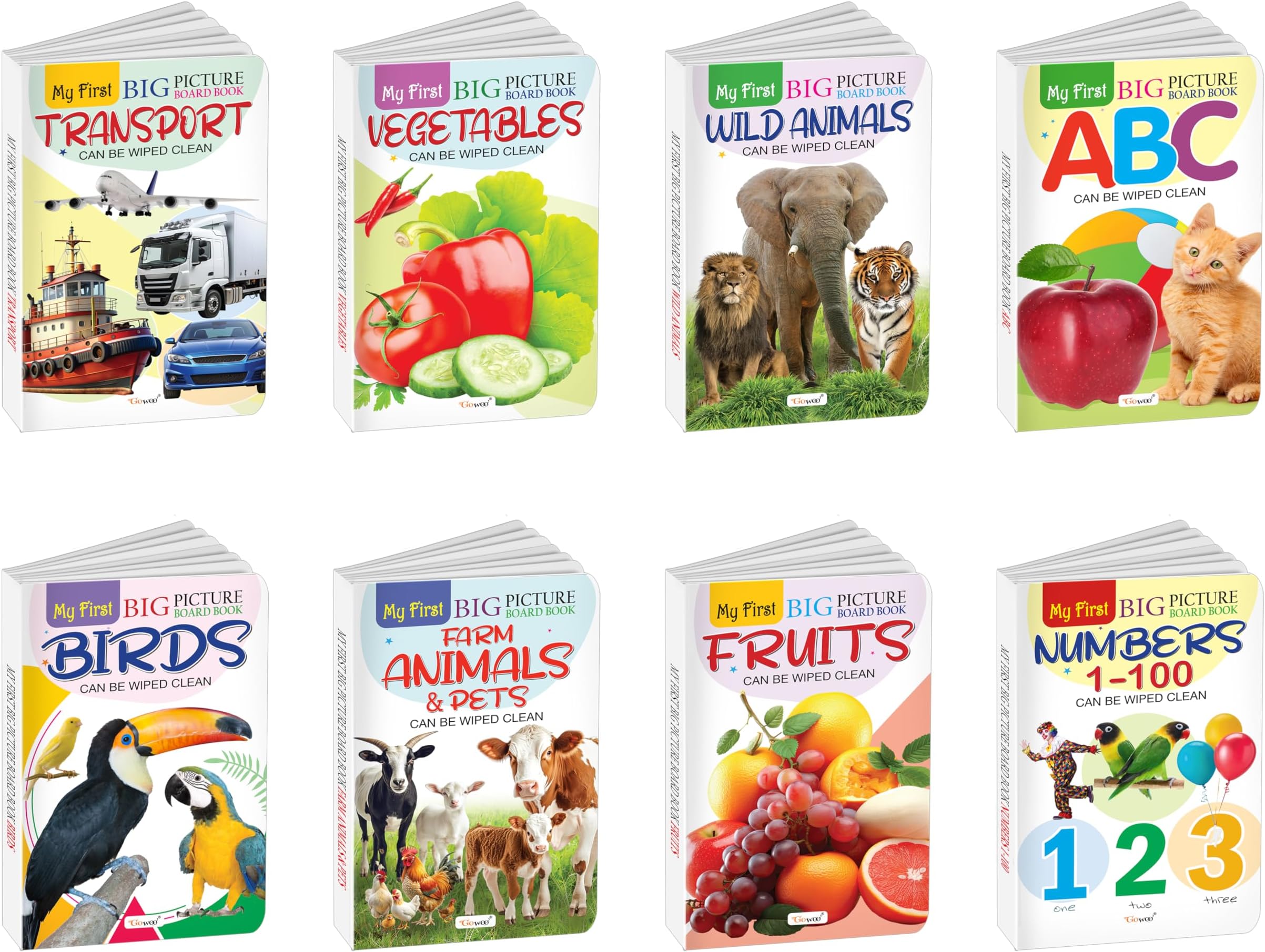 - My First Big Picture Board Book ABC, Numbers 1-100, Fruits, Vegetables and more : Picture board books for toddlers, Knowledgeable books for children, Toddler learning books | Pack of 8 board books