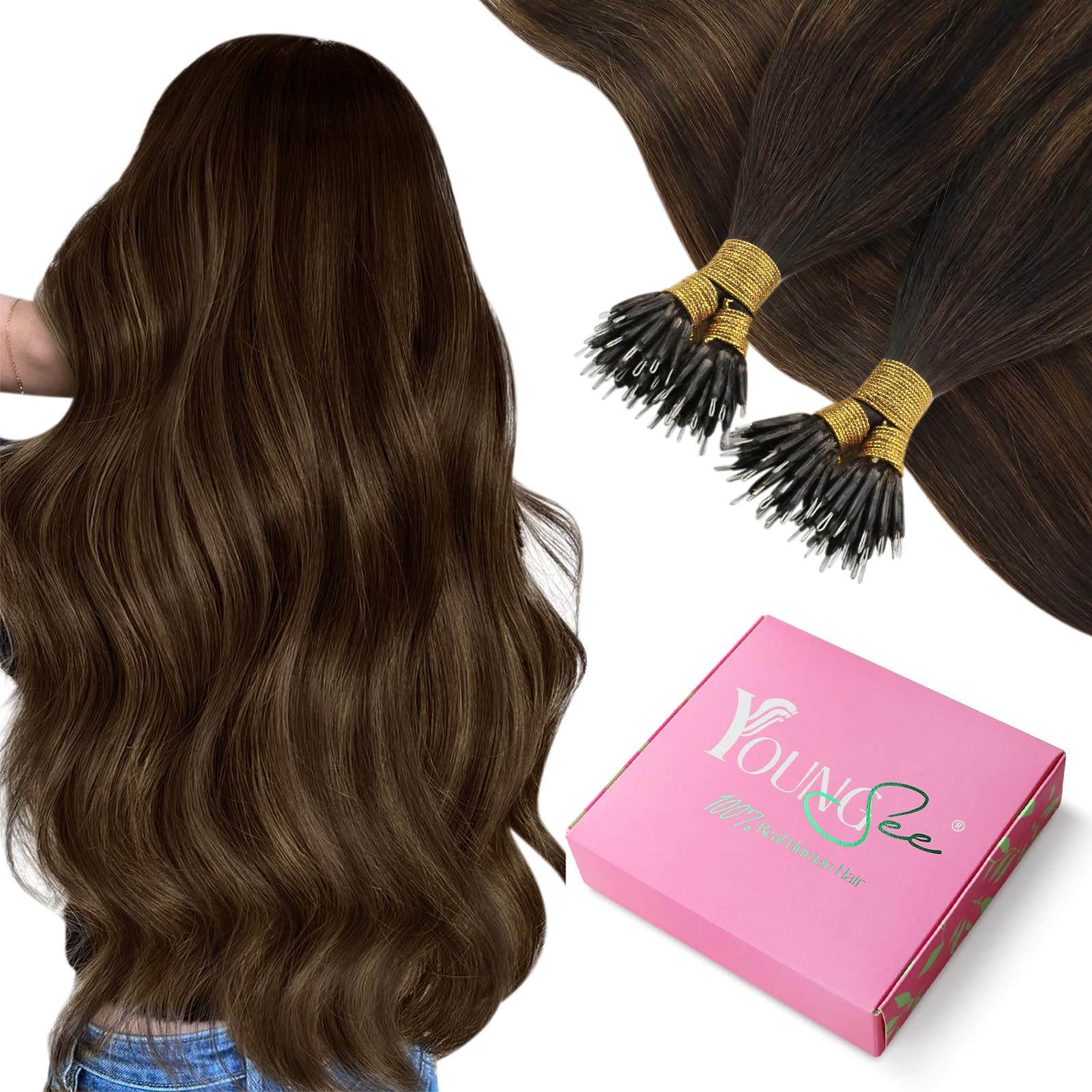 YoungSee Extensions Echthaar Remy Hair Extension Invisible Haarverlangerung