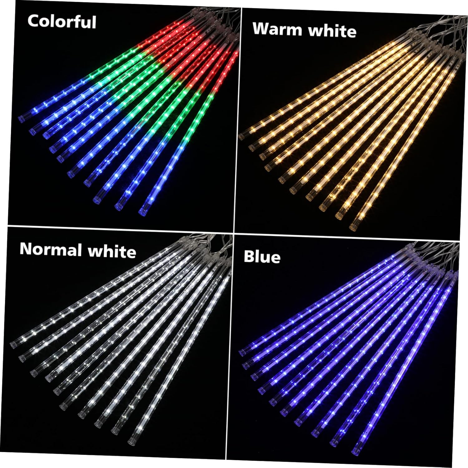 Gatuida 1Set LED Meteor Shower Lights Tube Solar Operated Outdoor String Lights with Remote Control Lighting Modes for Wedding Christmas Party Garden Decoration