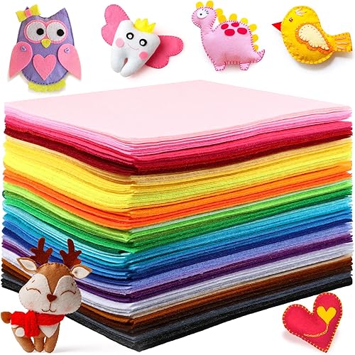 Moukeren 180 hojas de tela de fieltro de 8 x 12 pulgadas, hojas de fieltro de colores surtidos, cuadrados de fieltro, papel de fieltro de 0.039 in