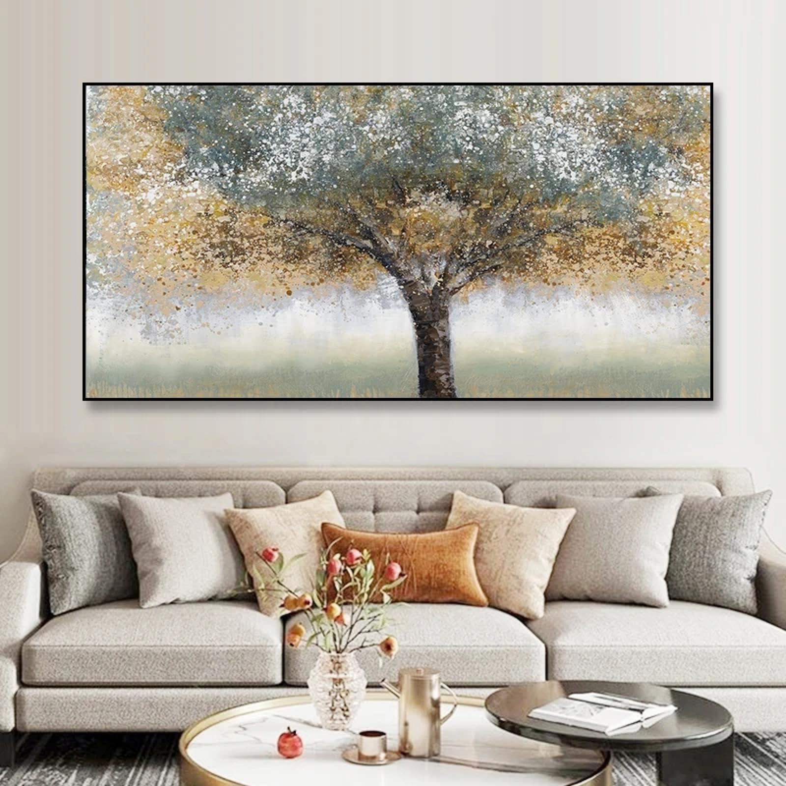Peinture d'arbre abstraite pour décorer un mur de salon - 8