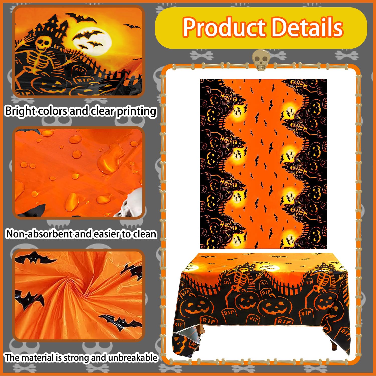 Nappe Noire D'Halloween, Nappe Effrayante Pour Halloween, Nappe D