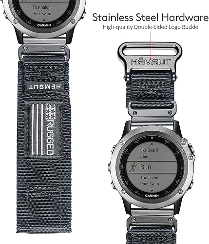 Miniatura 5 de Compatible con la Correa de Reloj Garmin, Correa Deportiva de Nylon Super Resistente con Diseño de Bucle Tejido, Banda de Reemplazo Dura