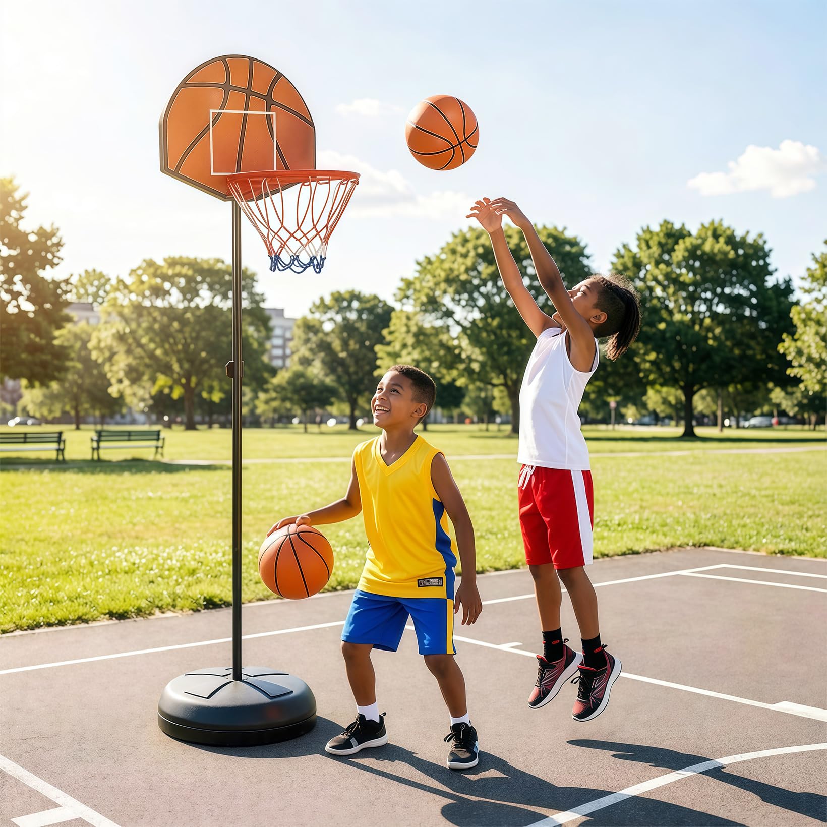 2 in 1 Basketballkorb Outdoor mit Dartscheibe Ständer, Basketballkorb Indoor Outdoor, Dartscheibe mit Ständer, 118-140cm Höhenverstellbar Basketball Korb mit Darts Target BäLlen Pumpe Geschenk