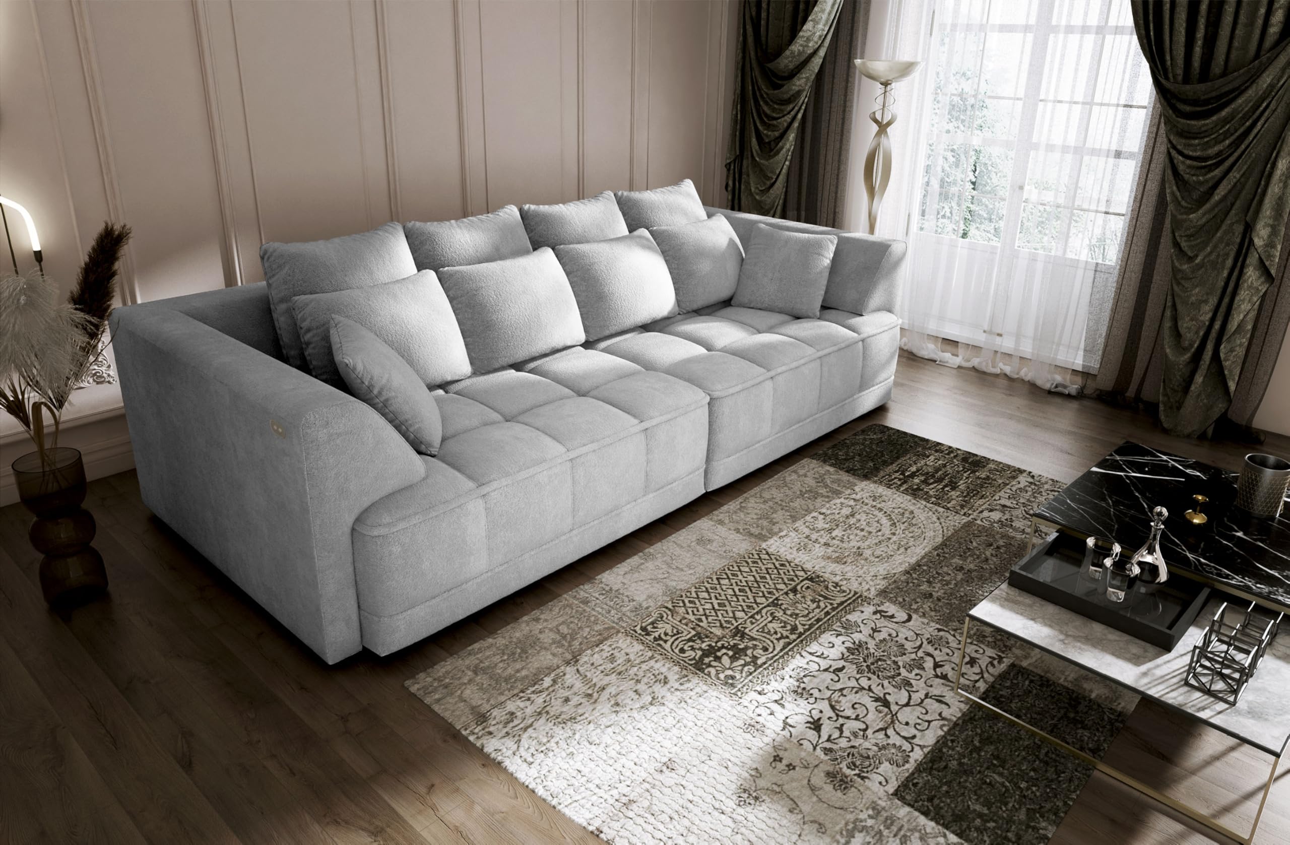 Big Sofa Tiga XXL, Schlafsofa, Couch, Schlafcouch mit Schlaffunktion 302 cm Breit (Aphrodite 19)