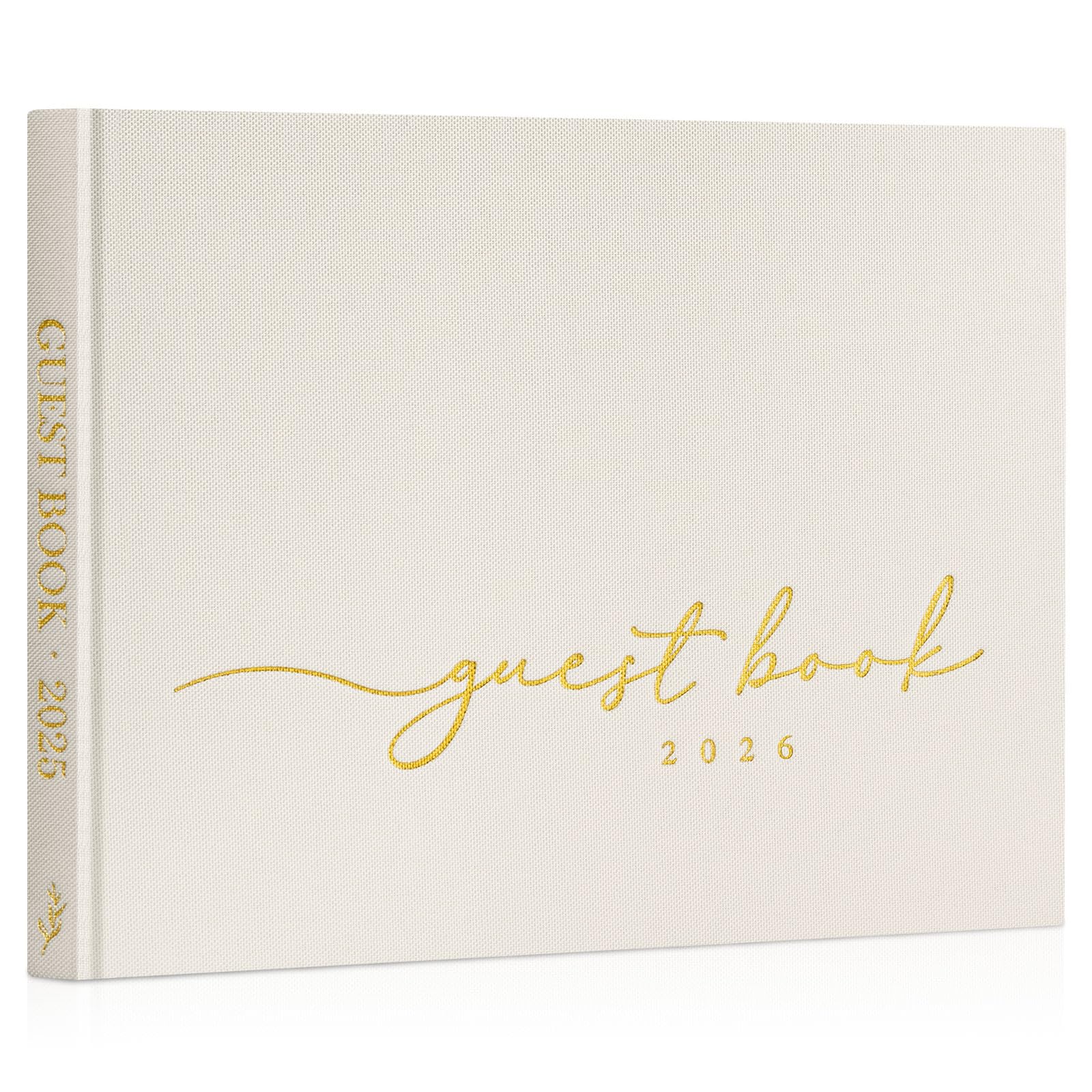 Livre d'or Mariage 2026 en Lin 108 Pages Vierges Crème