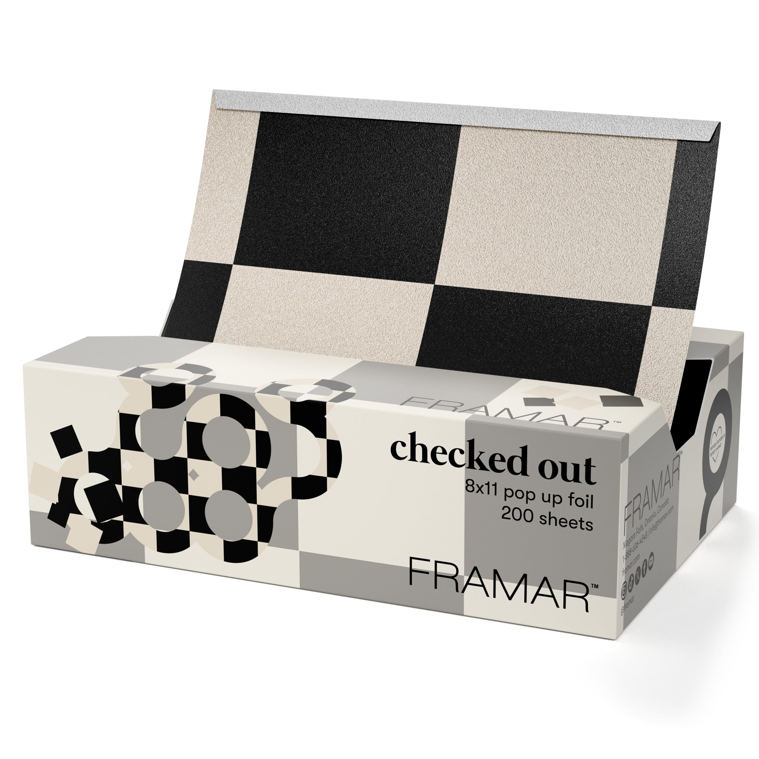 FRAMAR 8x11 Checked Out Hair Foil – Hair Foils For Highlighting, Pop Up Foil For Hair Highlighting, Salon Foils For Hair Highlighting Kit, Wide Hair