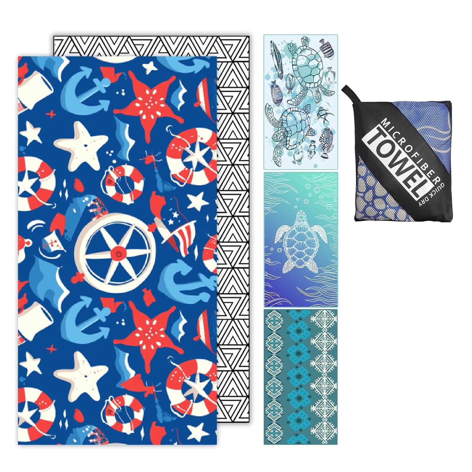 Startseite Microfibre Beach Towels for Adults - 180x100cm Lightweight Beach Towel Extra Large, Sand Free & Quick Dry Beach Towel Extra Large for Travel, Swim, Sports (Nautical Motifs) โ image 1