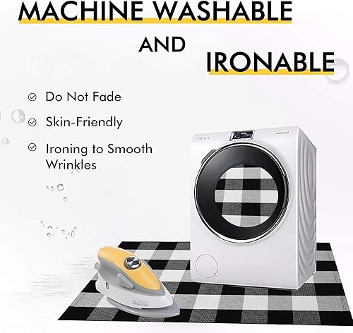 Miniatura 4 de KILOCOCO Juego de 2 tapetes a cuadros de 2.3 x 3.6 pies para exteriores y tapetes de puerta de 18 x 30 pulgadas, juego de tapetes para puerta