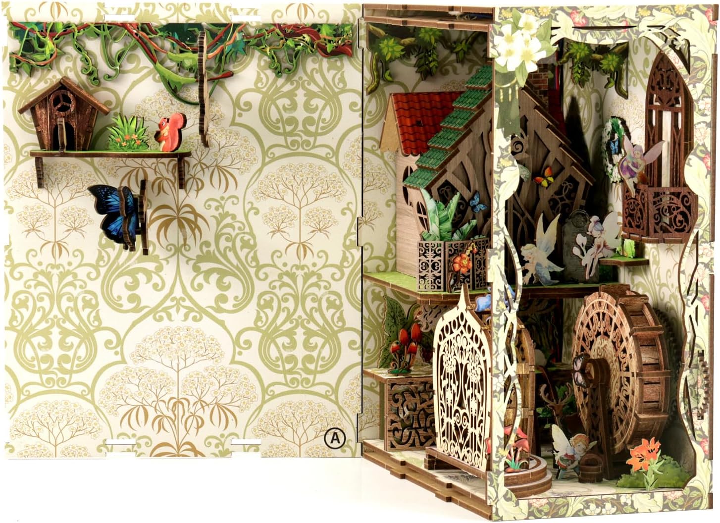 Book Nook Kit - DIY Miniature Dolls House Kit with Furniture and LED Light, 3D Puzzle Wooden Art Bookends, Model Kits for for Adults and Teens (Secret Forest)