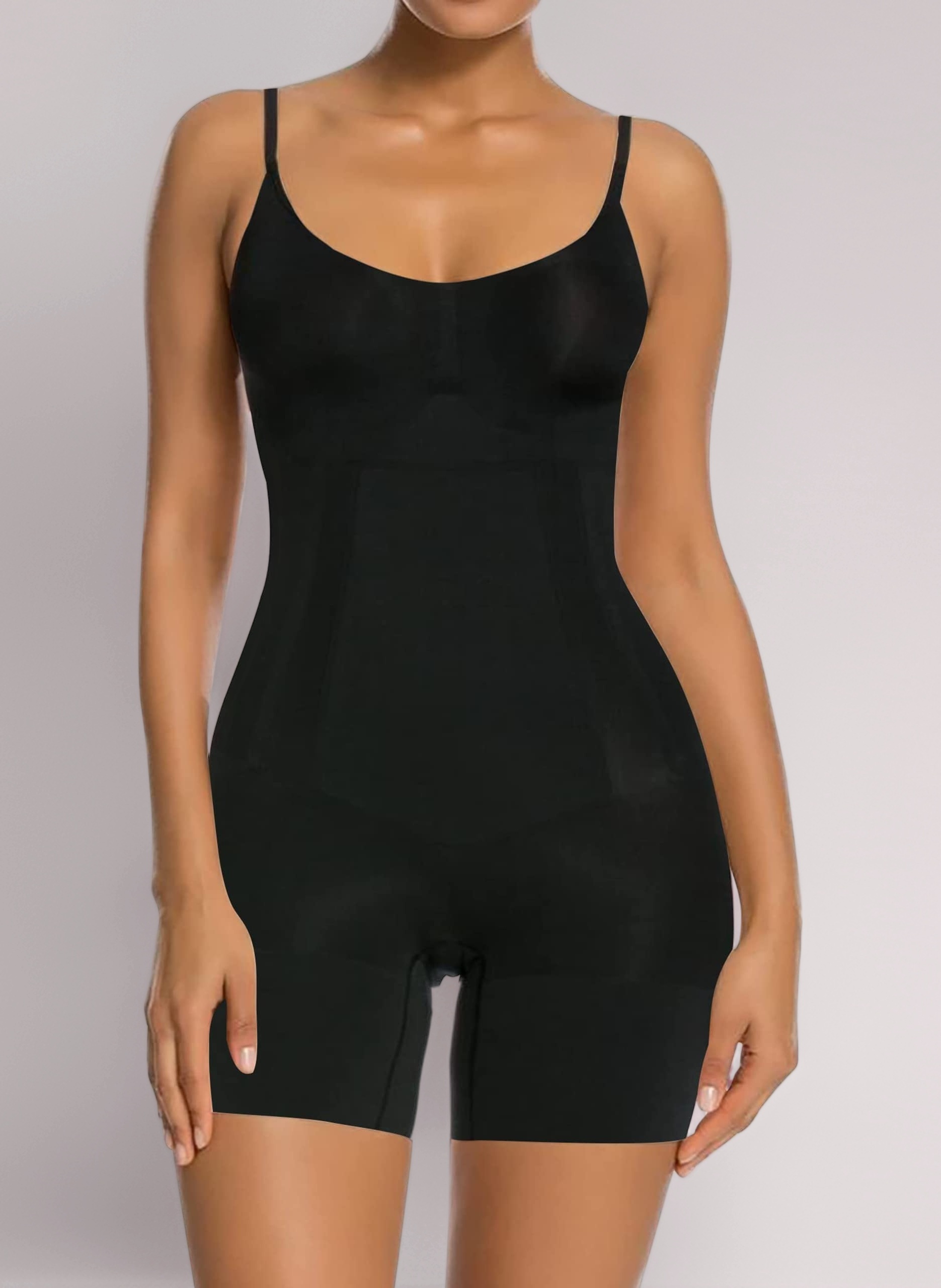 SHAPERX Women Body Shaper Tummy Control Seamless Shapewear Open Bust Mid-Thigh Bodysuit Shorts