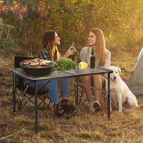 Miniatura 2 de Mesa plegable, fácil de almacenar, mesa de picnic portátil compacta para parrilla, campamento al aire libre, jardín, patio, comedor, barbacoa,