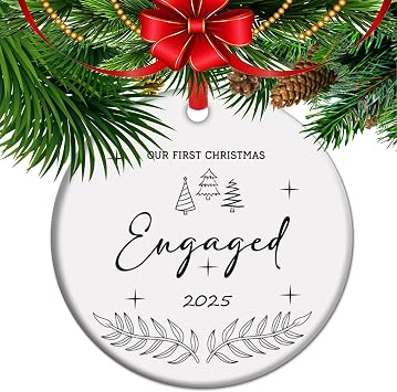 Engaged Christmas Ornament, Engagement Gift, First Christmas Engaged, Engagement Announcement Keepsake, Fiance Fiancee Gifts