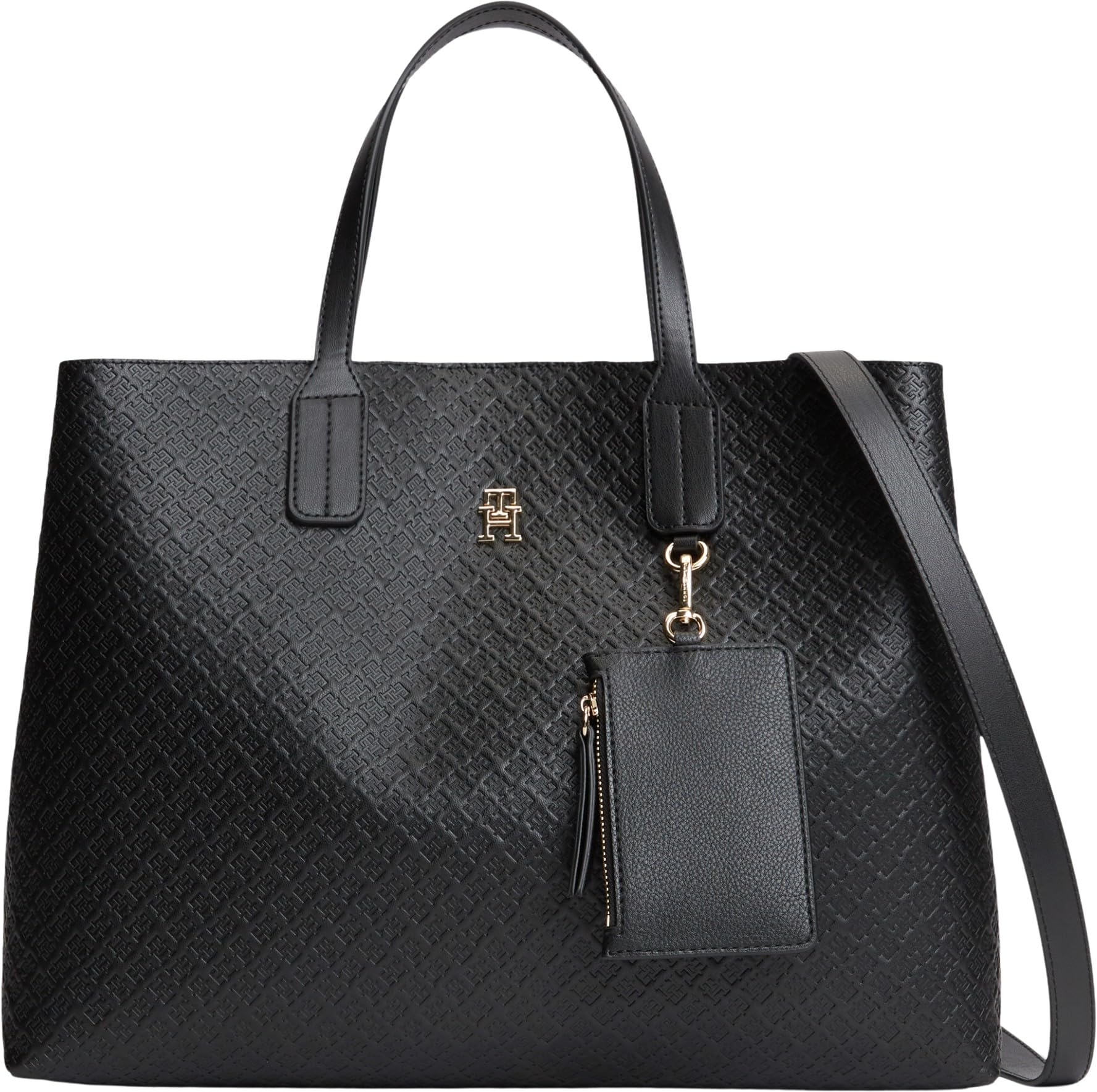 Tommy Hilfiger Women Th Icon Satchel Mono AW0AW18923 Satchel, BLACK (Black), One Size