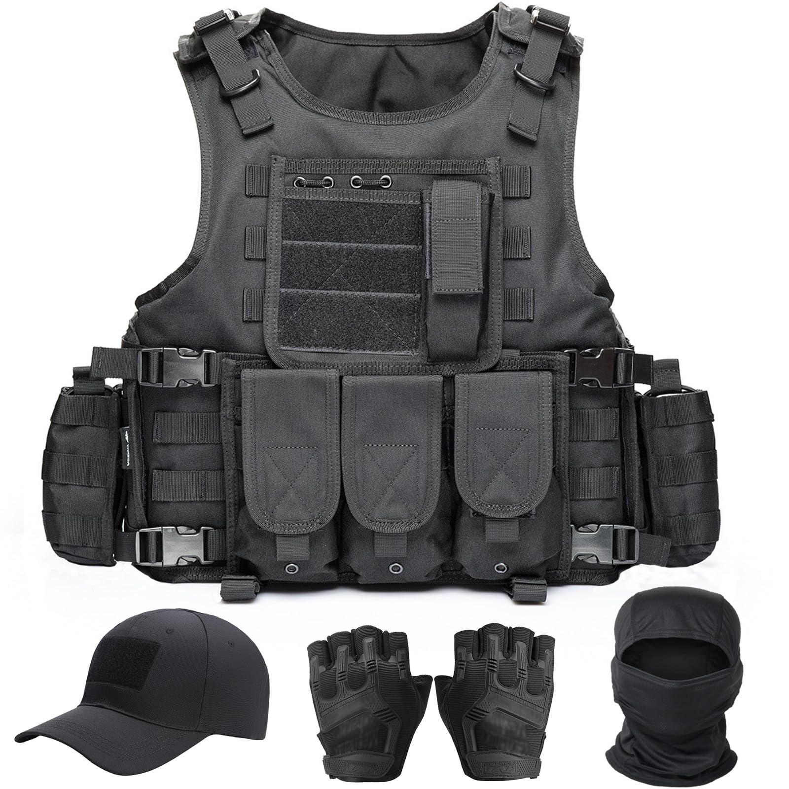 VPZenar Airsoft Vest, Tactical Vest And Cap,Gloves,Balaclava For - View #5