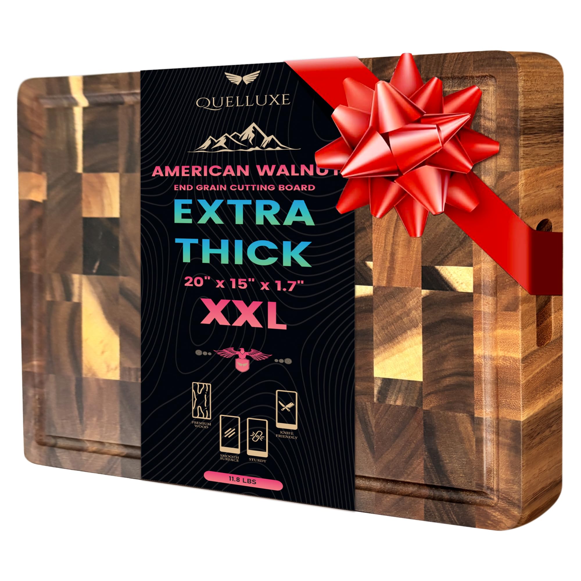QUELLUXE American Black Walnut Wood End Grain Cutting Board