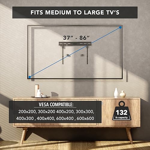 Miniatura 5 de Mount-It! Soporte de pared para TV sin perno para televisores de 37 a 86 pulgadas con patrones VESA de hasta 600 x 400, fácil de instalar en paredes