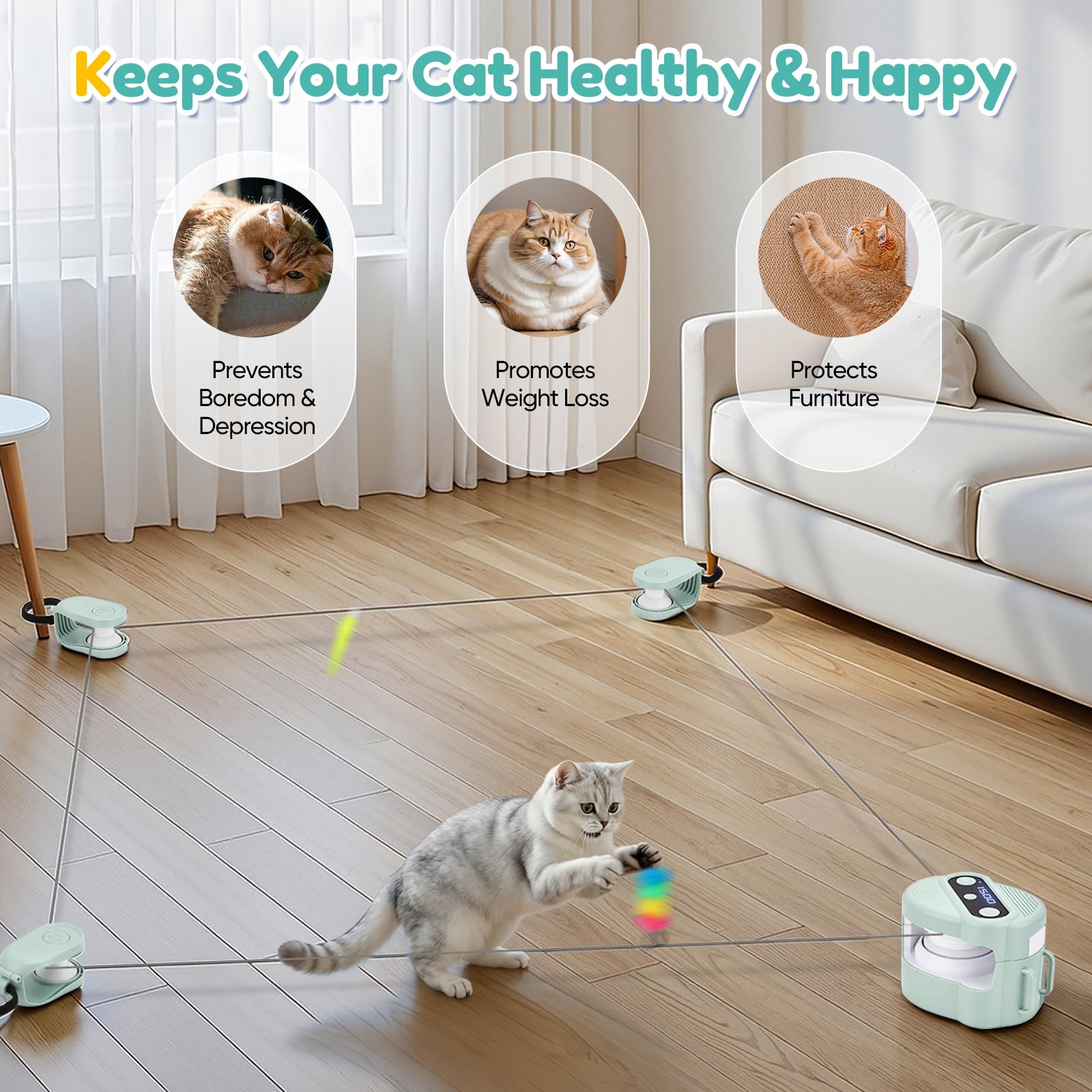 Juguete para Gatos de Interior, Cinta de Correr, Juguete automático/Control Remoto, Velocidad Ajustable, Juguete de Caza simulado para Gatos