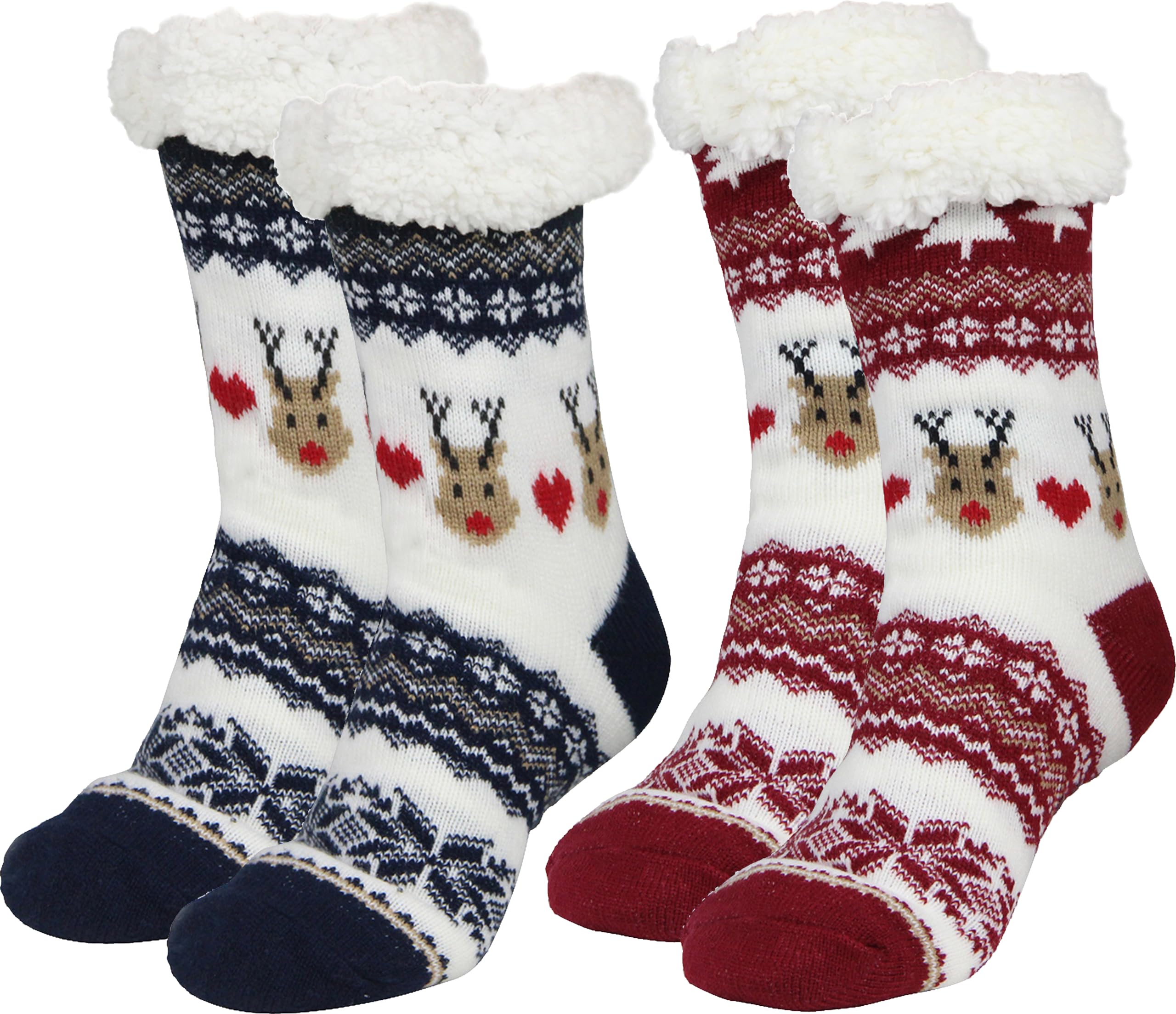 Slipper Socks for Women with Gripper Thick Fuzzy Christmas Gift