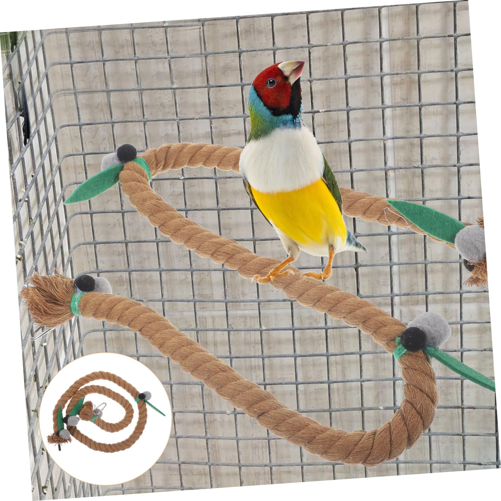 VANZACK 5piezas Percha De Cuerda para Pájaros Soporte De Juguete De Masticar para Periquitos y Loros Accesorios De Jaula De Pájaro Cuerda De Natural Clara