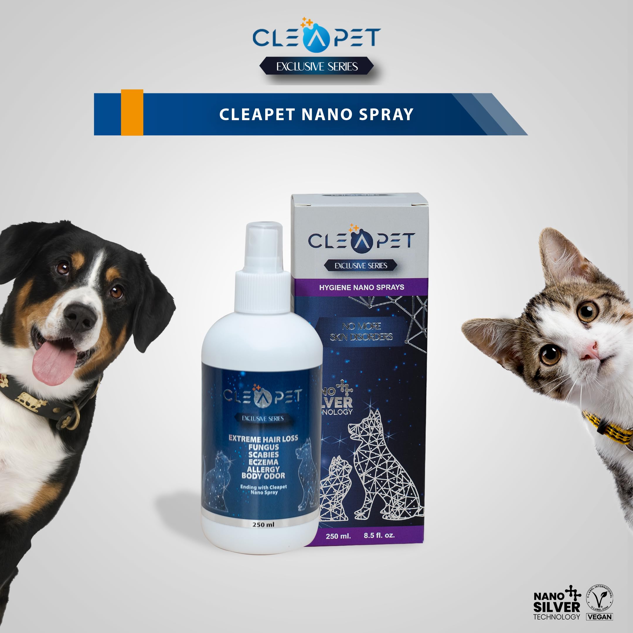 CLEAPET Nano Spray - 250ml - Hair Loss Spray - Body Odor - Allergien - Nano Silver - Colloidal Silver