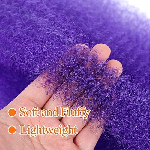 Miniatura 4 de Cabello elástico afro torcido de 24 pulgadas, paquete de 3 trenzas de color púrpura, preesponjado, trenzado estilo marley para mujeres negras