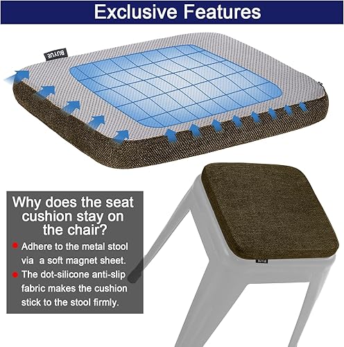 Miniatura 6 de BUYUE Cojín magnético de lino natural para taburete de bar, 1 pieza, mejorado, antideslizante, transpirable, almohadilla de asiento para silla