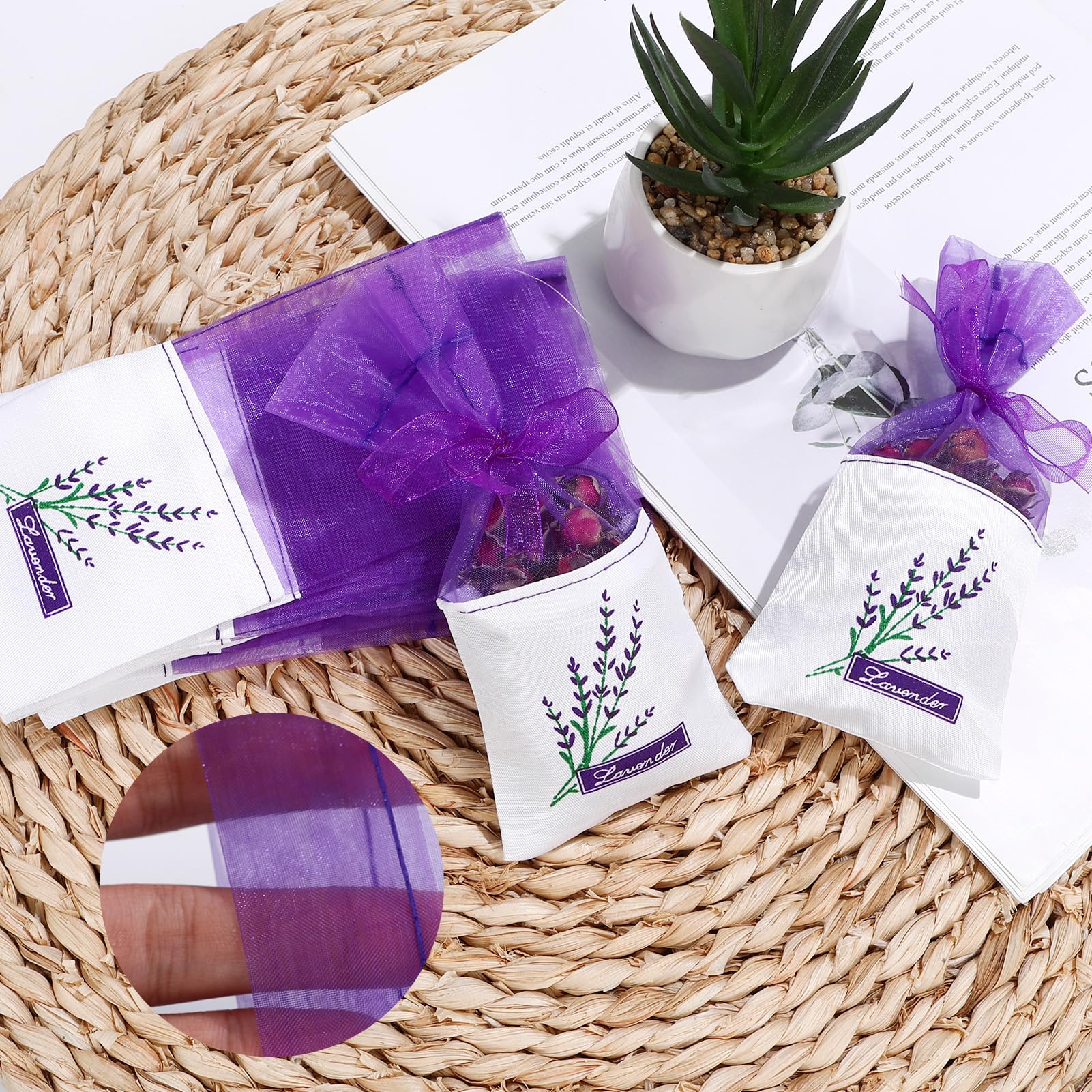 12 Sacchetti Lavanda Vuoti In Lino E Cotone - Con Coulisse 18x13 Cm Per Spezie E Piccoli Oggetti - Foto 6