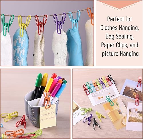 Miniatura 5 de Mr. Pen - Clips para chips, paquete de 18, 2 pulgadas, colores surtidos, clips recubiertos de PVC para paquetes de alimentos, clips de cocina, clips