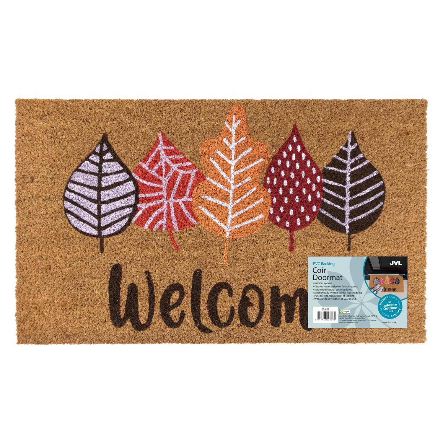 JVL Paillasson en Fibre de Coco avec Envers en PVC 45 x 75 cm