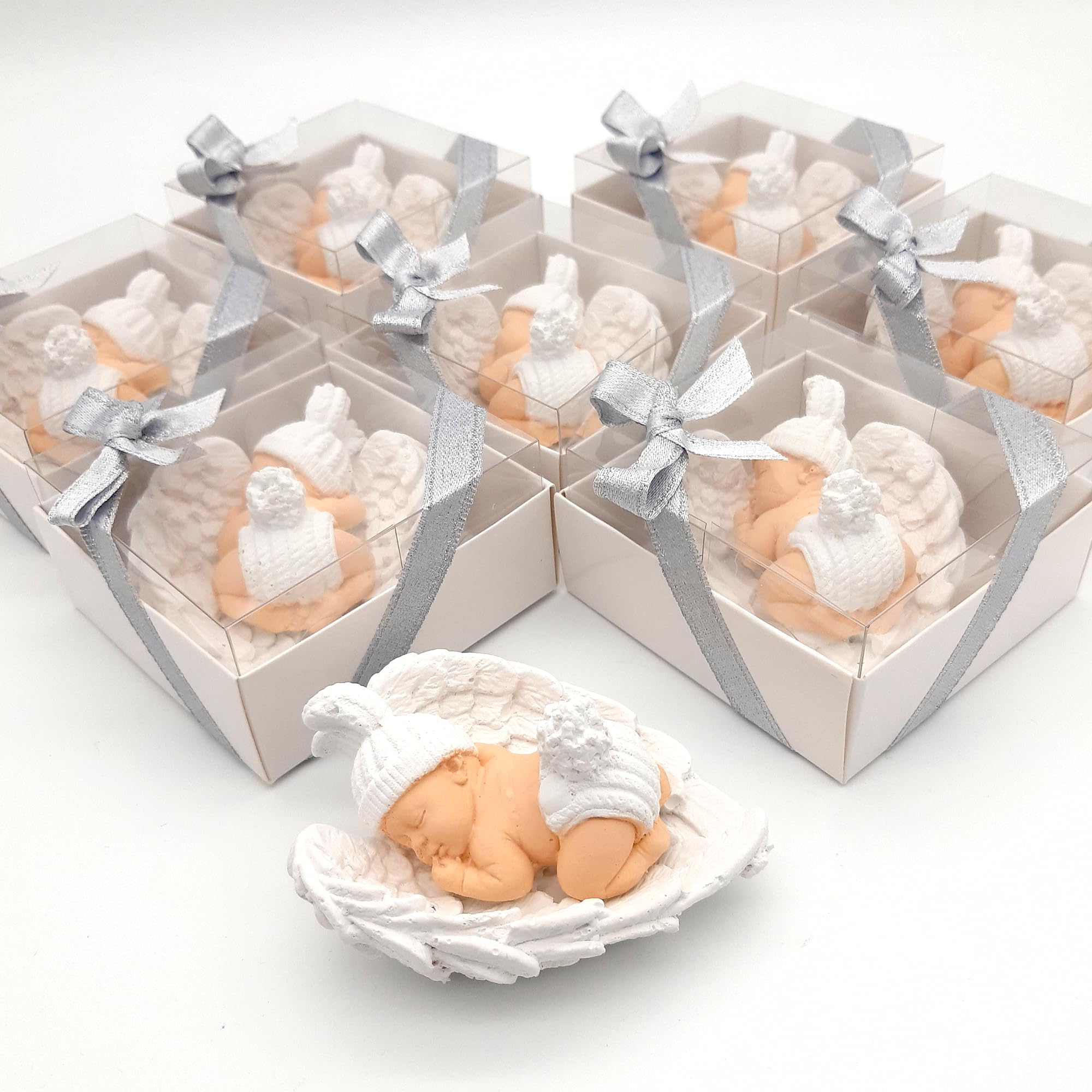 detalles bautizo para invitados, recuerdos bautizo 16 piezas niña niño bebe de piedra imanes detalles comunion para invitados, regalos originales bautizos para recien nacido (Bebé rosa)