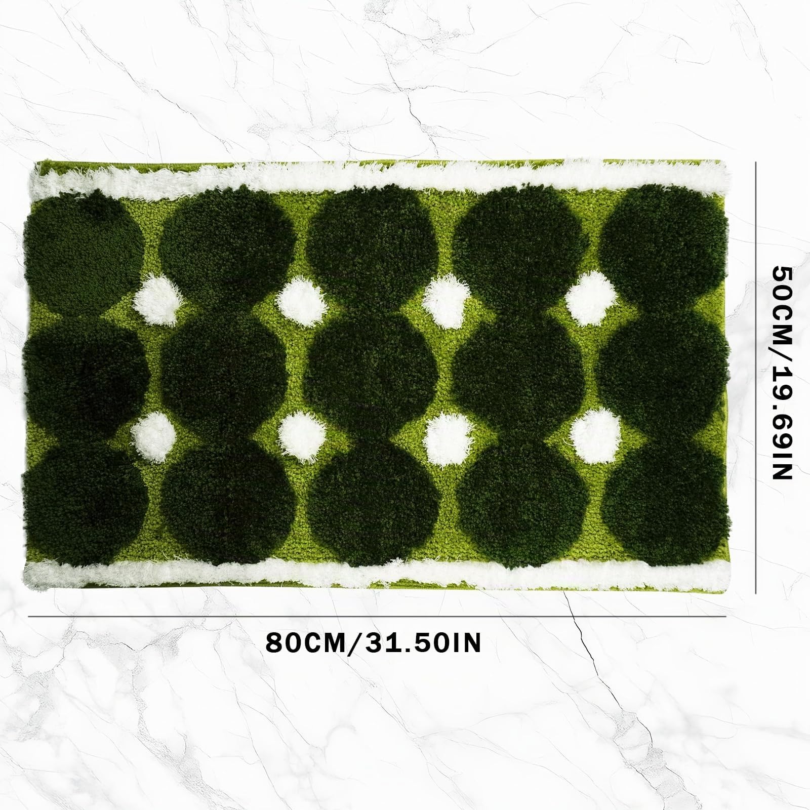 Alfombra de Baño Absorbente Secado Rápido con Diseño de Musgo Verde | Alfombra Ducha Antideslizante de Flocado, para Salón, Dormitorio, Pie de Cama, Baño y Exterior de la Bañera, 50x80cm