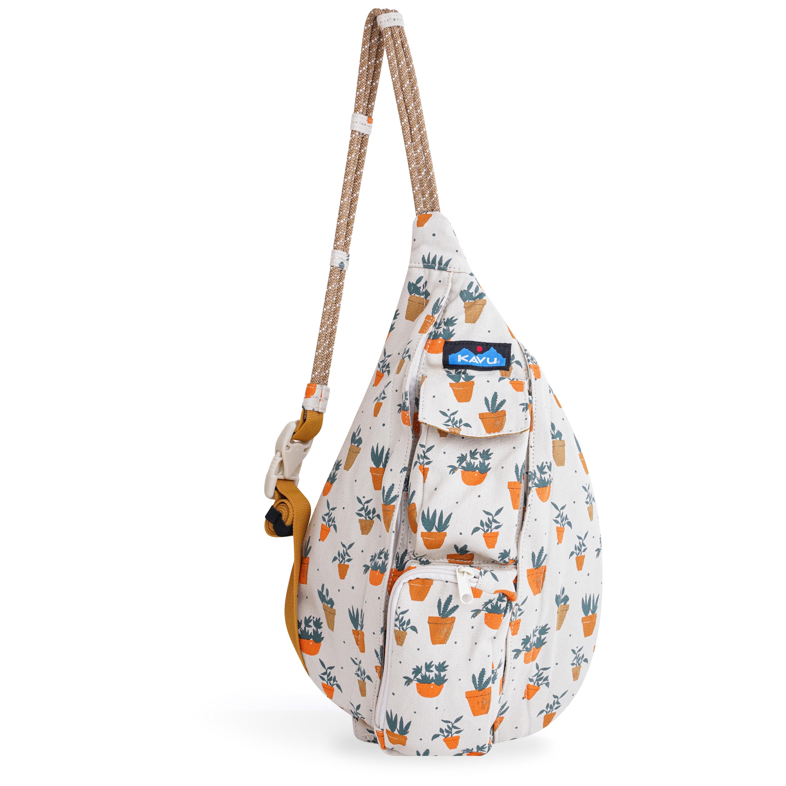 KAVU Mini Rope Bag, Cotton Canvas Crossbody Sling for Travel, Potted Plants, One Size, Rustic
