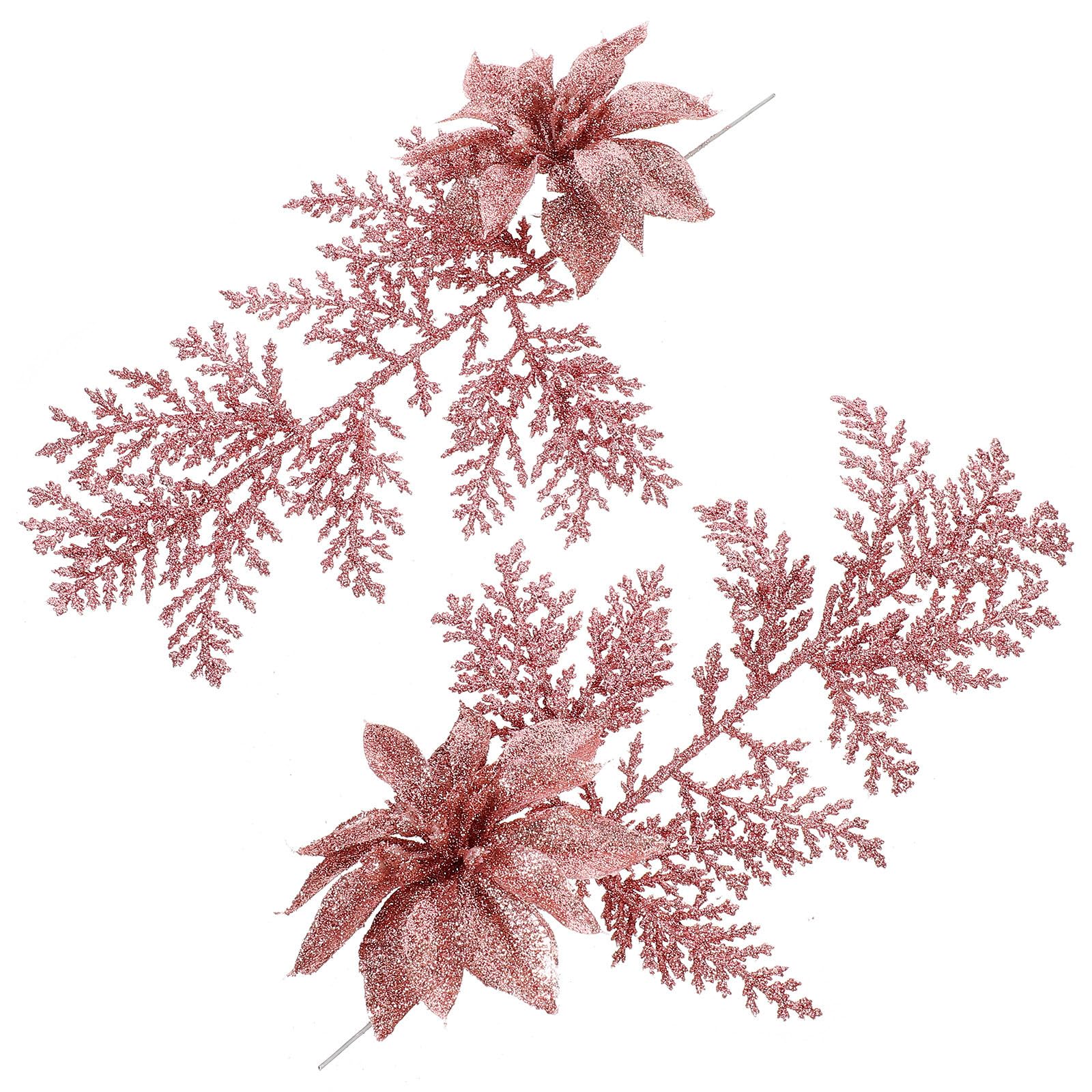 Gatuida 24 Pezzi Fiore Artificiale Natalizio con Clip, Decorazione Glitter