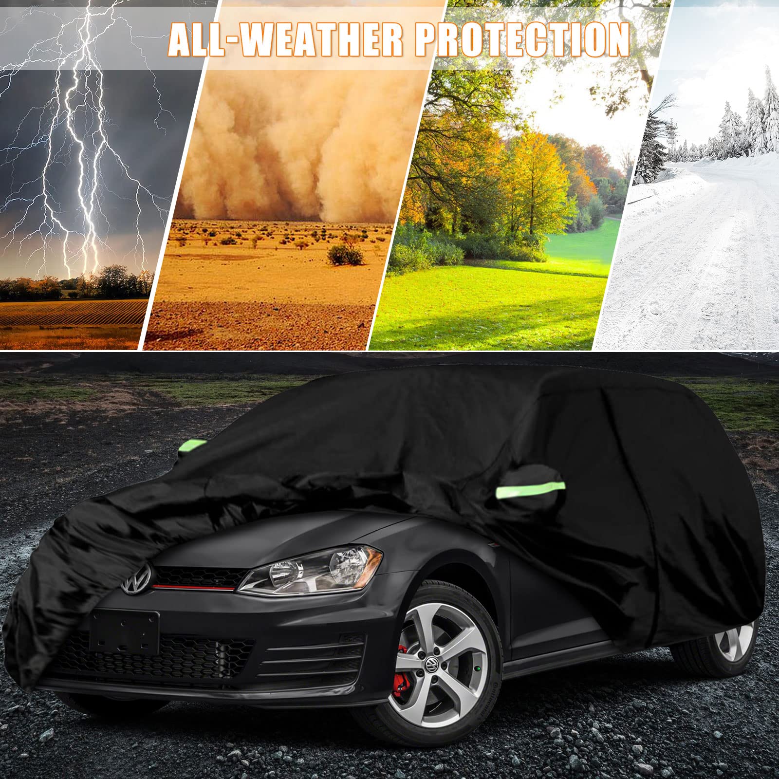Waterproof Car Covers Replace for 2003-2025 VW Golf 6 Layers All Weather Custom-fit Car Cover with Zipper Door — view 5