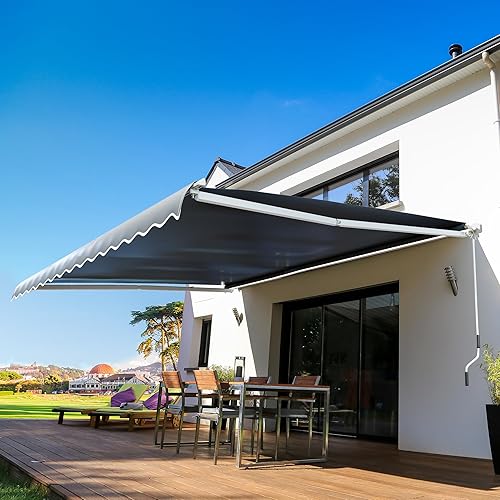 Miniatura 6 de YITAHOME Toldo retráctil para patio de 10 x 8 pies, cubierta de refugio para patio, terraza, patio con protección UV y fácil apertura de manivela,