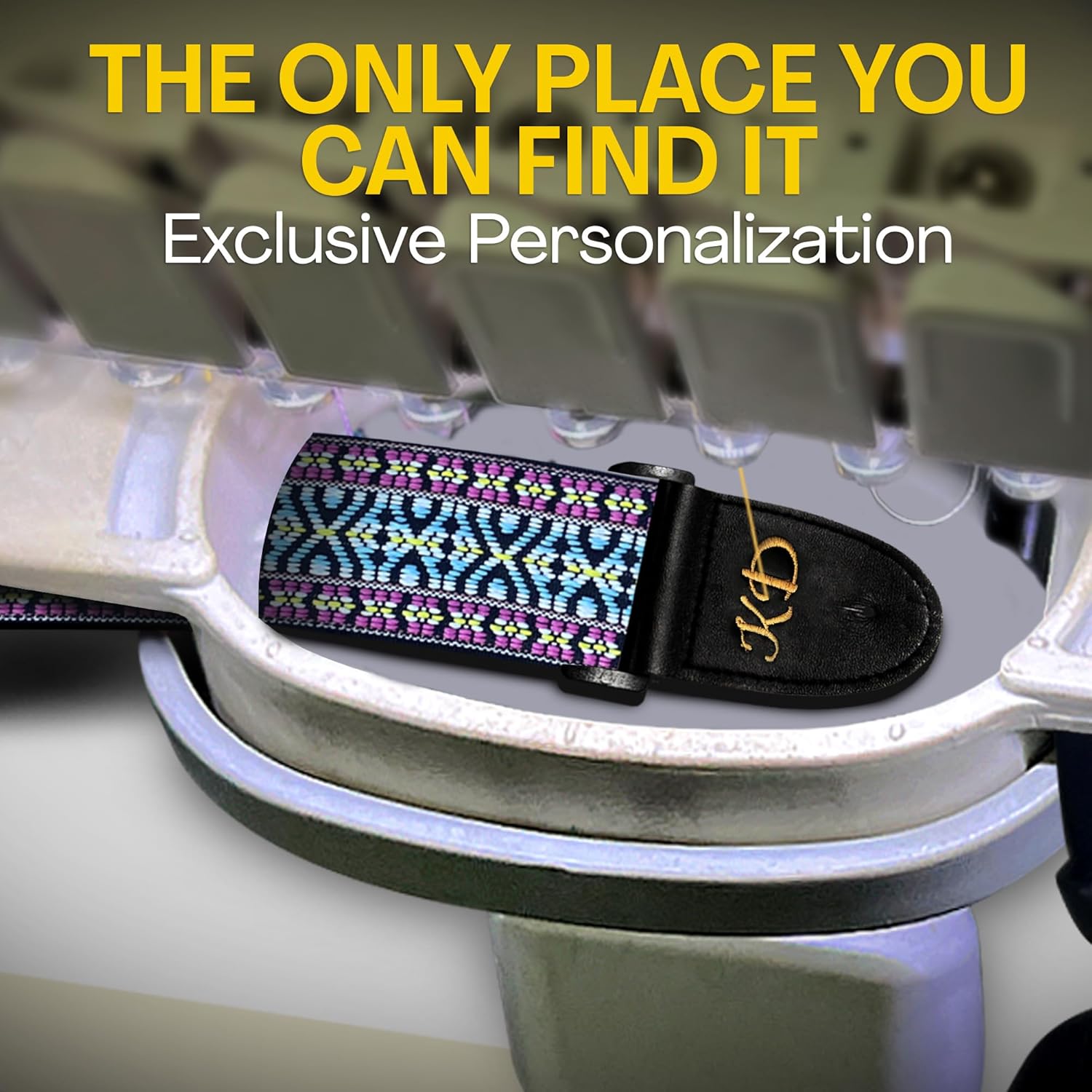 Personalized Guitar Strap Colors Weave Embroidery including - 2 Picks + Locks + Secure Button. Add Your Text and We Make It Especially For You . Get Your Own Custom Guitar Strap, No Shipping Cost!