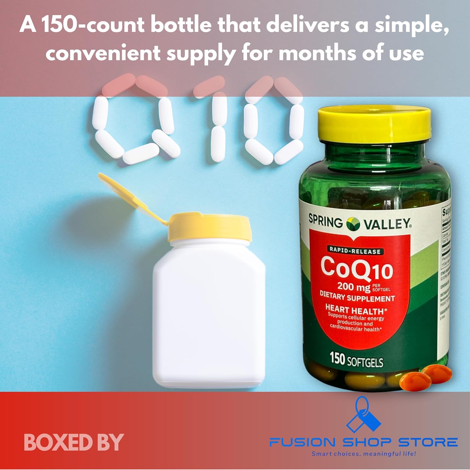 CoQ10 200mg- Rapid Release Softgels, 150Ct (Pack of 1), Boxed by Fusion Shop Store