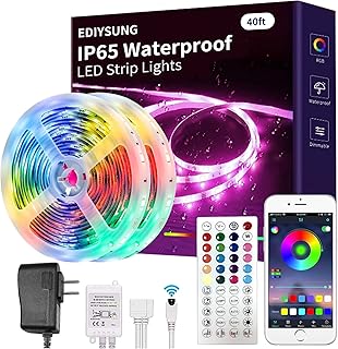 Waterproof Led Strip Lights 40ft,Outdoor Led Light Strips Waterproof Color Changing 5050 RGB with Bluetooth Music Sync App Remote Controller, Outdoor Rope Lights(2 * 20ft)