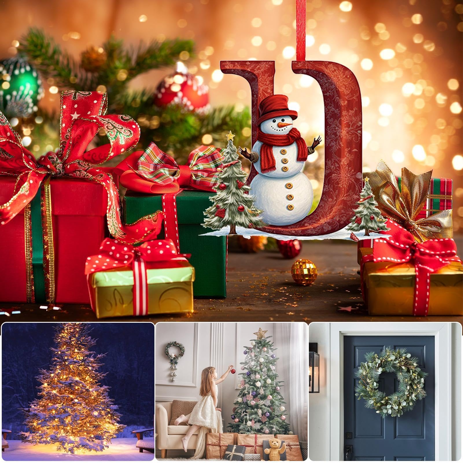 Ornamenti Per Albero Di Natale In Acrilico, Decorazioni A Forma Di Lettera, 8x8 Cm, Per Interni Ed Esterni