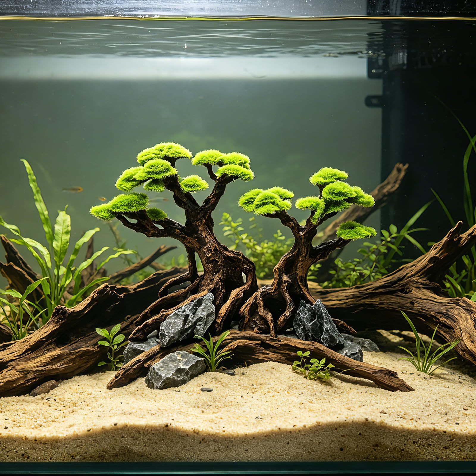 Bonsaï artificiel en résine pour aquarium, décoration d'aquarium avec cachette pour crevettes Betta, cichlidés, eau douce et eau salée