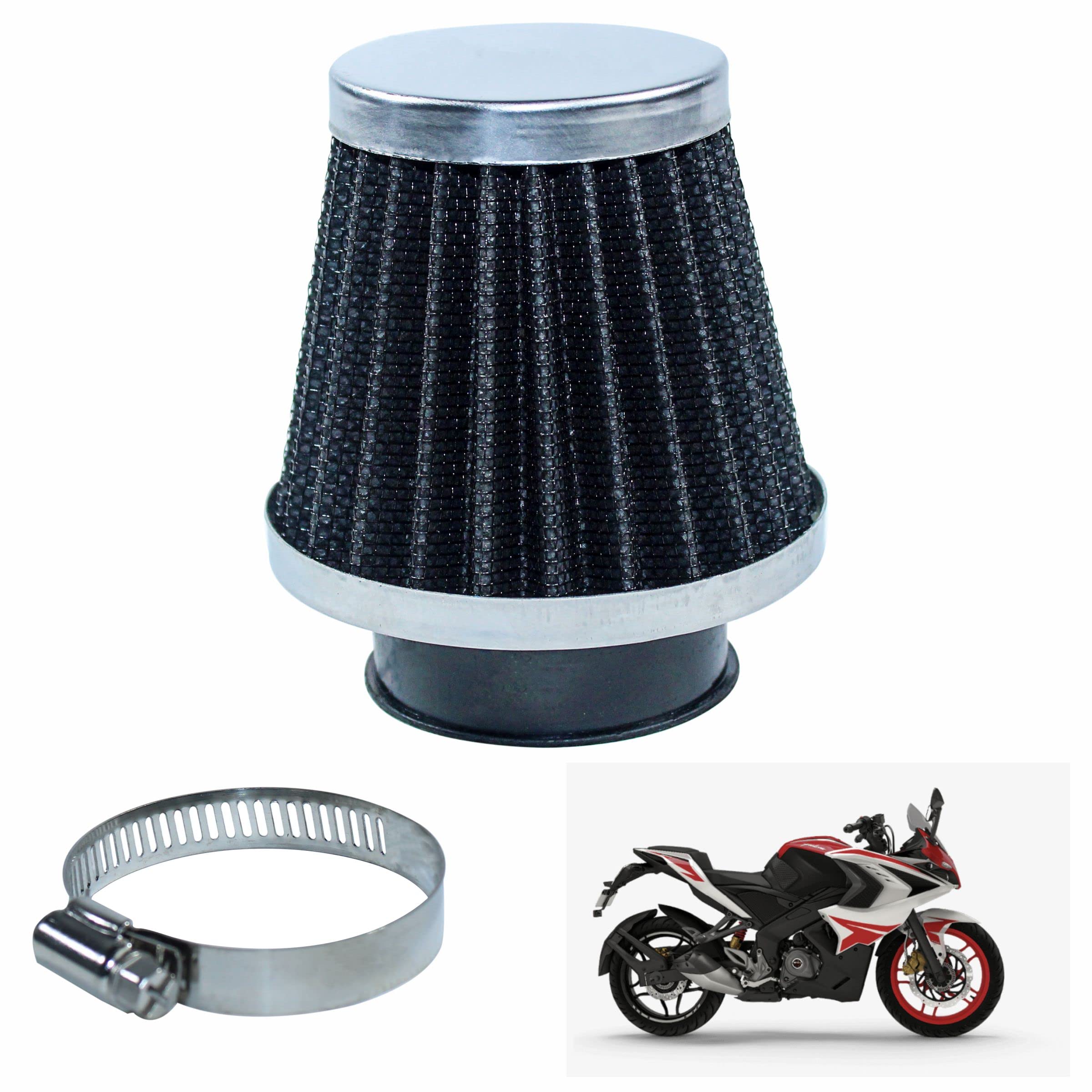 Asryd Motorcycle Air Filter Pods, Motorcycle Air Filter 42mm Round Tapered Clamp-on Pod Intake Filter Cleaner For Bajaj Pulsar RS 200 (Pack of 1), BLACK-image-23